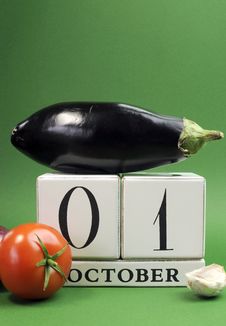 Save The Date White Block Calendar For October 1, World Vegetarian Day - Vertical. Royalty Free Stock Photos