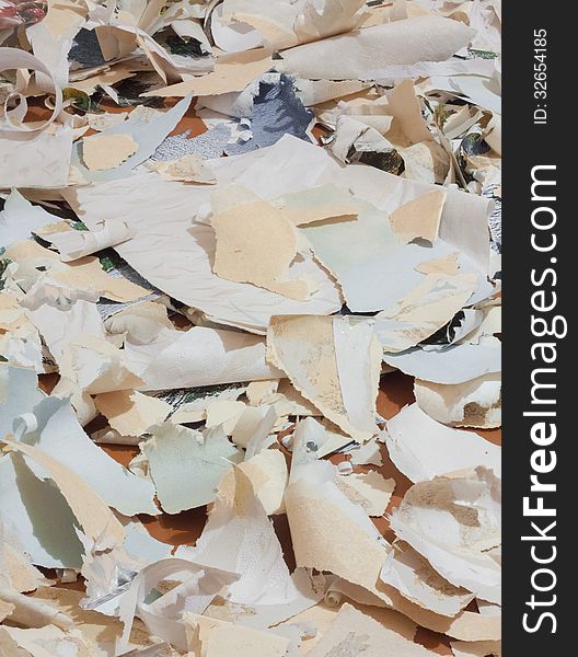 Closeup at paper waste background. Closeup at paper waste background