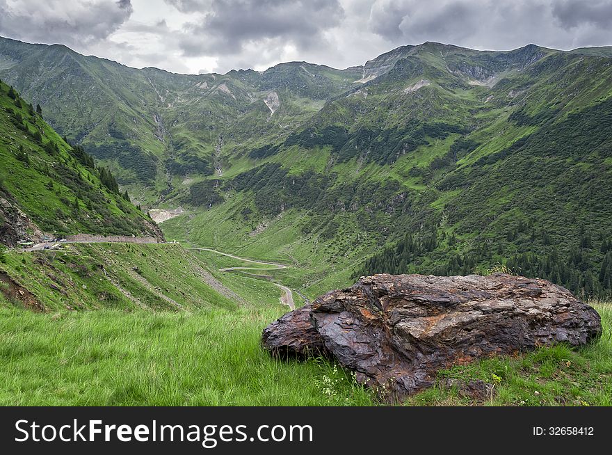 Beautiful mountains landscape in Carpathian on the Transfagarasan road.