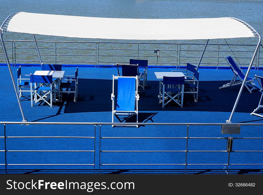 Deck of a river cruise ship.