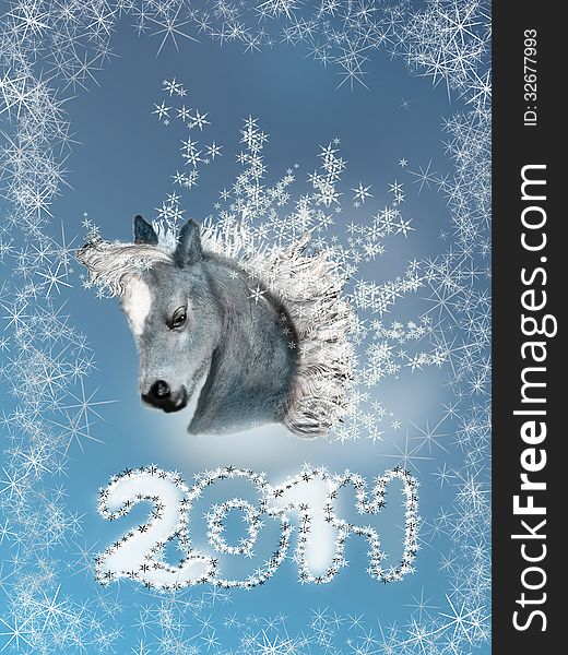 Blue background with symbol of 2014 New Year. Blue background with symbol of 2014 New Year.
