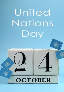 Save The Date White Block Calendar For October 24, United Nations Day - Vertical. Royalty Free Stock Image