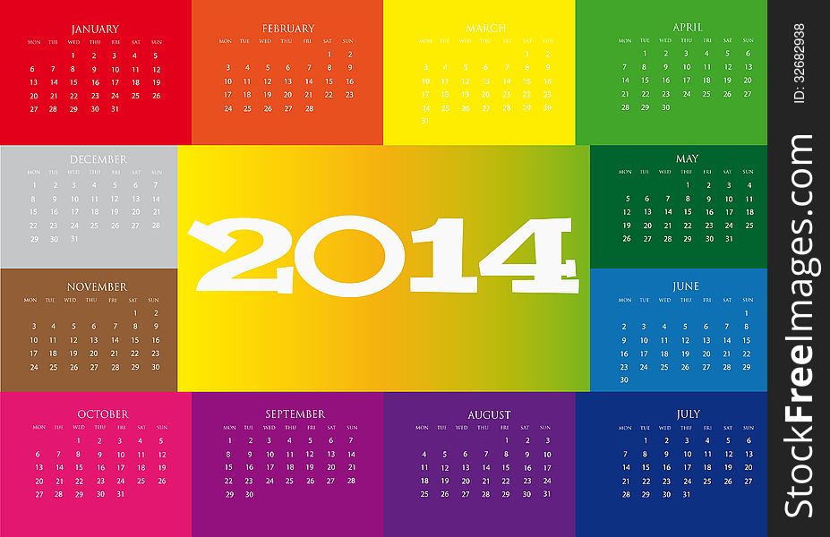 New calendar 2014 in english