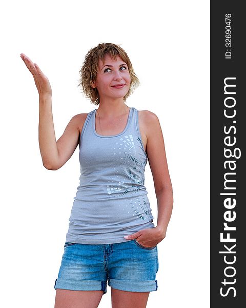 Woman presenting something