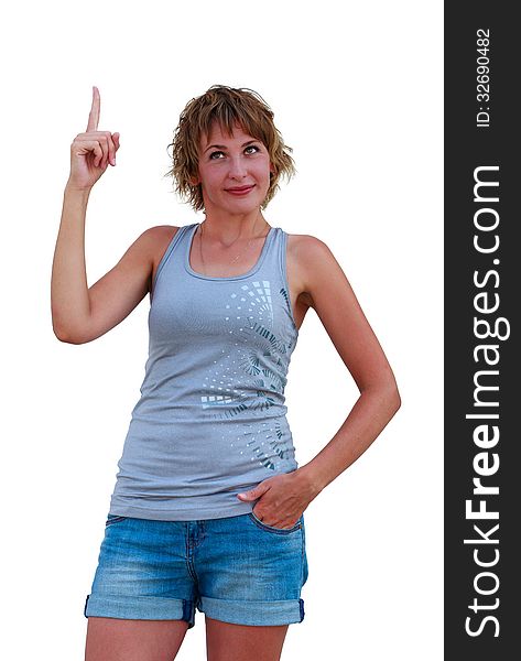 I've got an idea - picture of young woman with her finger up. I've got an idea - picture of young woman with her finger up