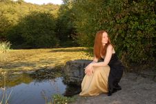 The Lady And The Lake Royalty Free Stock Photo The Lady And The Lake Royalty Free Stock Photo