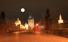 The Night View Of Prague Stock Photos