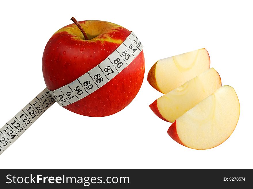 Apple and measuring tape