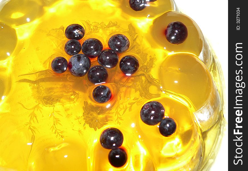 Lemon`s jelly with great bilberry