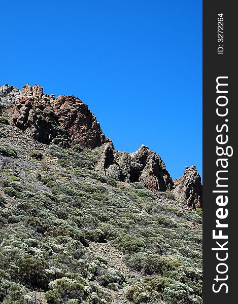 Volcanic landscape on the way to Tenerife volcano - El Teide. Volcanic landscape on the way to Tenerife volcano - El Teide