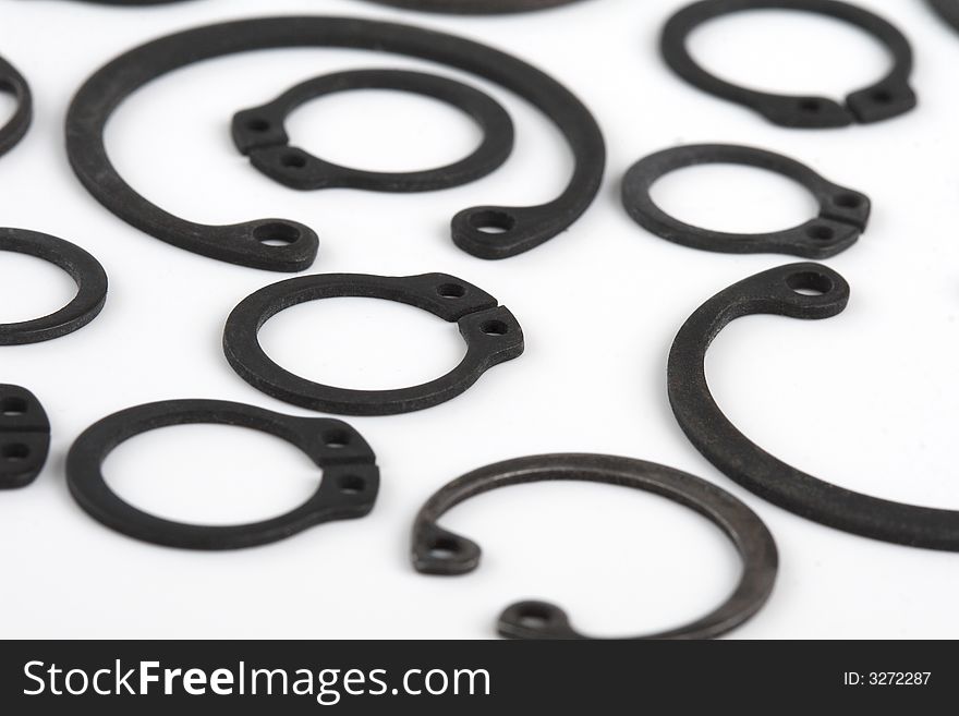 Snap rings on the white background. Snap rings on the white background