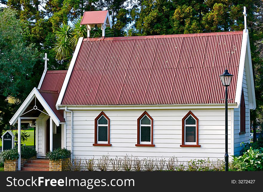 An old historical church with red roof