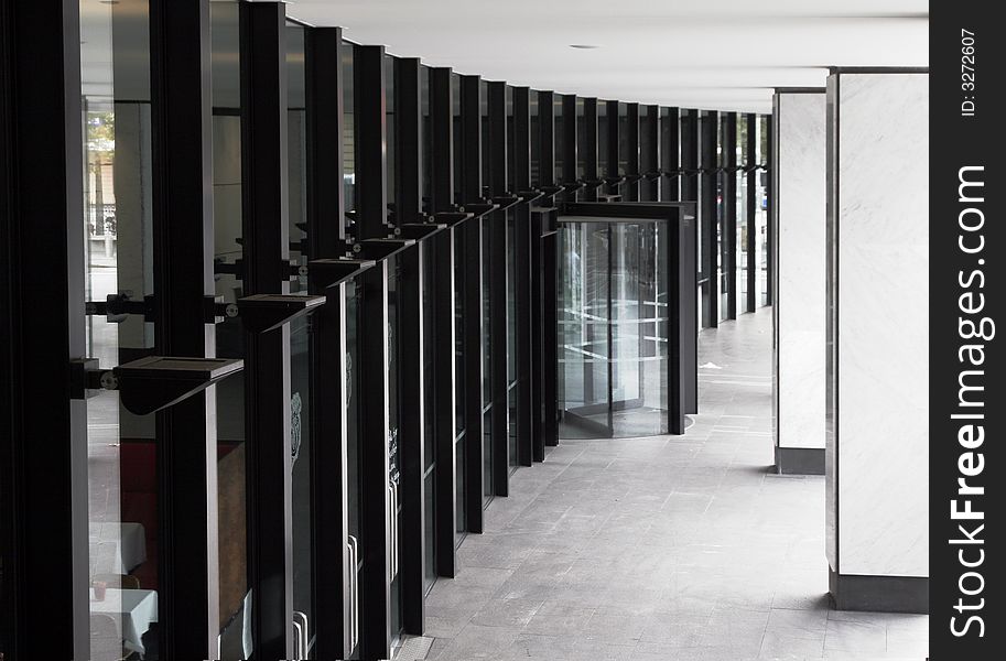 Modern Urban Office Building Entrance In Sydney, Glass Facade, Australia