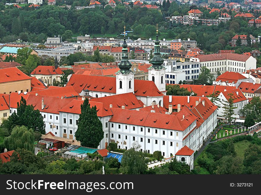 The aerial view of Prague City from Petrin Hill