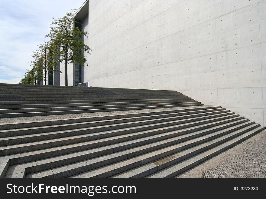 Steps leading up to Bundestag buildings in Berlin