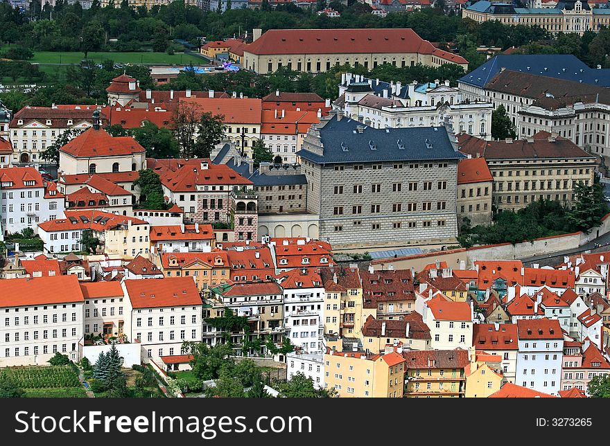 The aerial view of Prague City from Petrin Hill