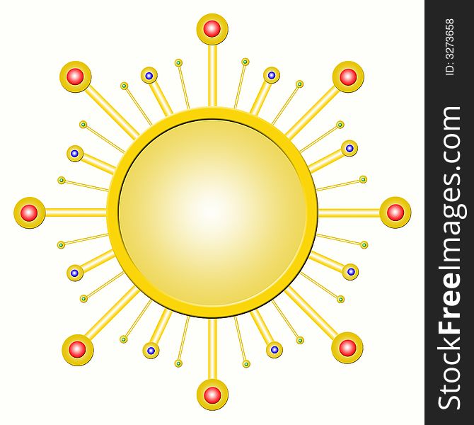 round golden frame with balls