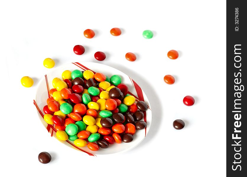 Colorful sweet dragees on white background. Colorful sweet dragees on white background