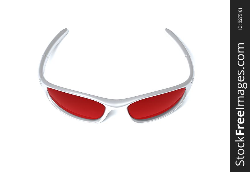 Sport red eye glasses on white background with shadow. Sport red eye glasses on white background with shadow