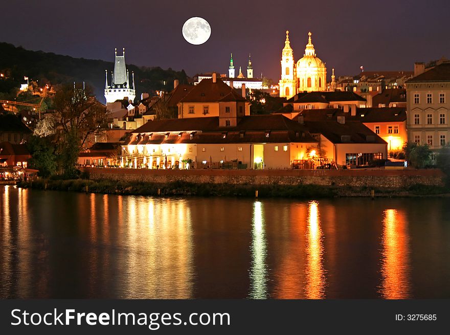 The night view of Prague