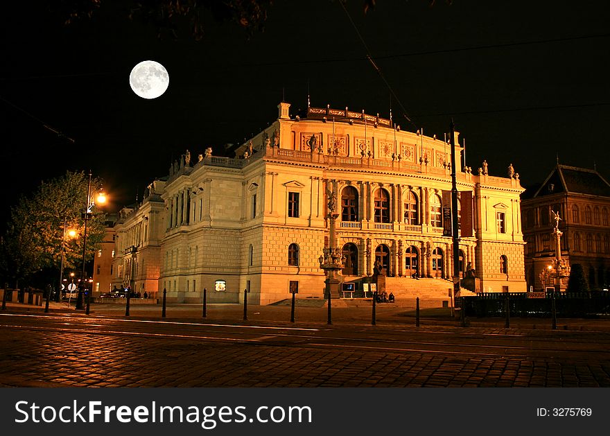 The night view of the rudolfinum in Prague City. The night view of the rudolfinum in Prague City