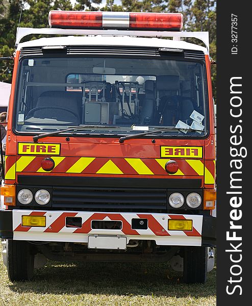 Front on of a fire engine. Front on of a fire engine