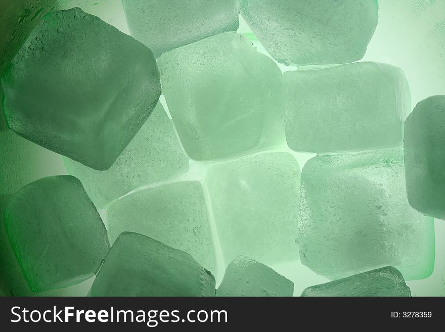 Green ice cubes as background