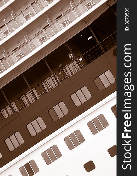 Abstract picture of cruise ship windows and a deck