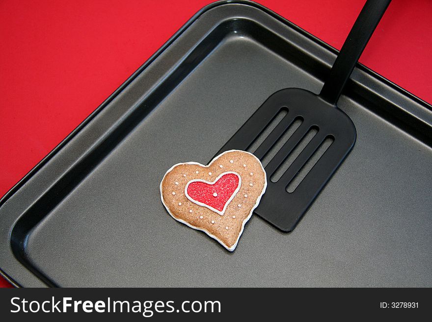 Beautifull decorated gingerbread heart ready to give. Beautifull decorated gingerbread heart ready to give