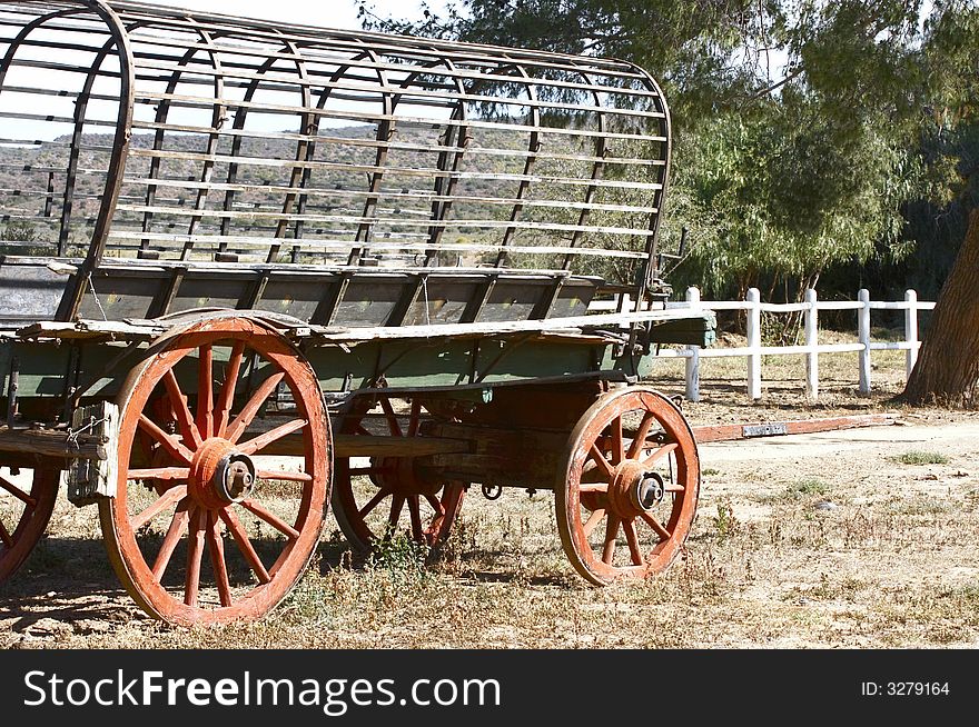 Old ox wagon standing in a yard