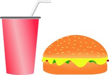 Burger And Soft Drink Royalty Free Stock Images