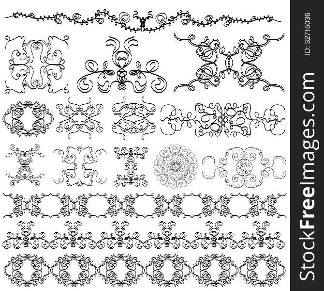 Elements of the pattern on a white background