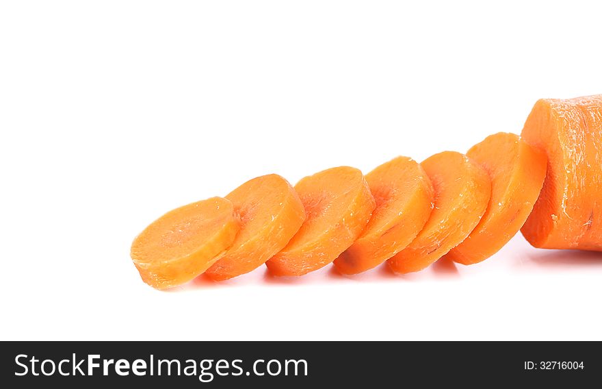 Raw carrot slices on a white background. See my other works in portfolio.