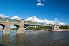 Pedestrian Andreevsky Bridge In Moscow Stock Photo Pedestrian Andreevsky Bridge In Moscow Stock Photo