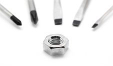 Screwdriver And Nut Royalty Free Stock Images Screwdriver And Nut Royalty Free Stock Images