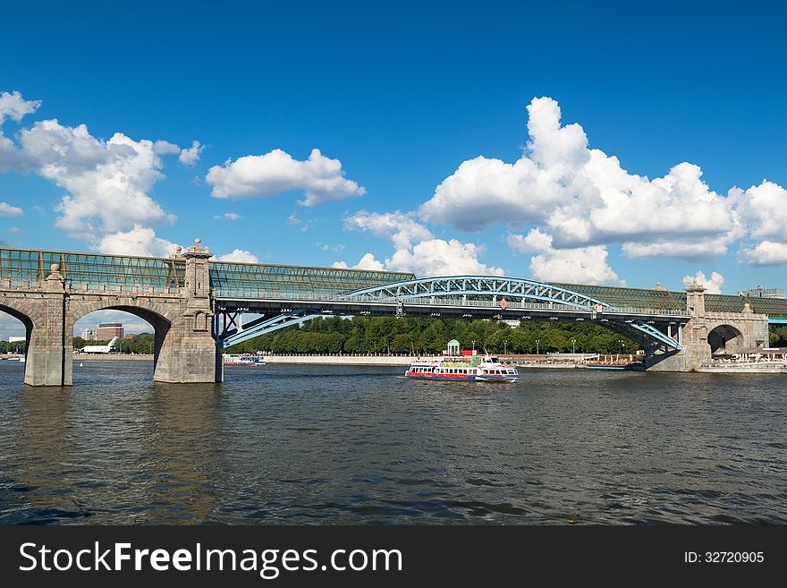 Pedestrian Andreevsky bridge in Moscow, Russia