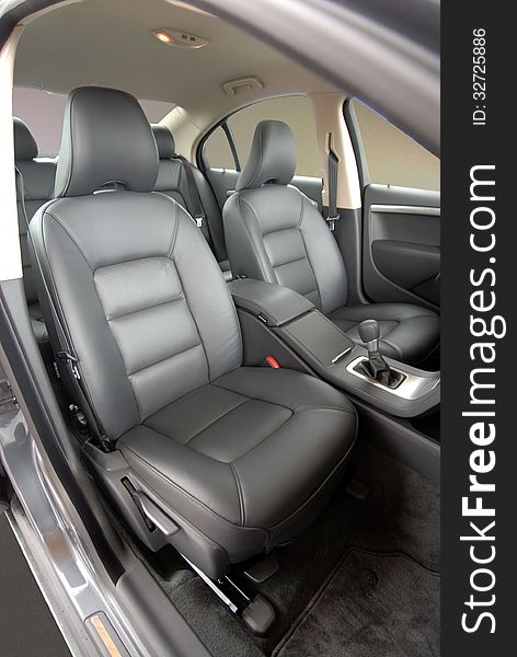 Front Leather seats of a luxury car