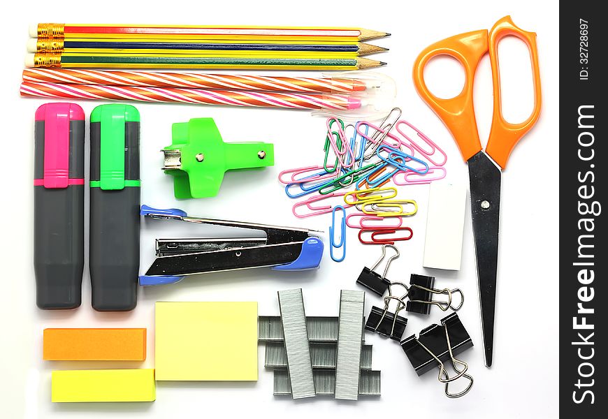 Group of various stationary as background