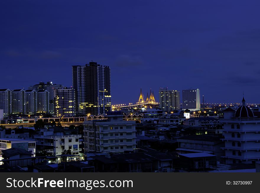 Bangkok city center at twilight