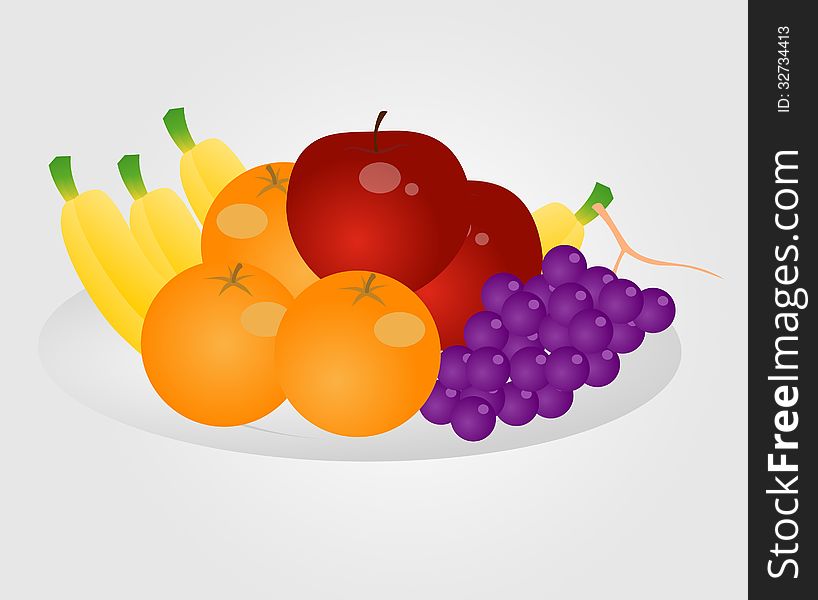 An illustration Fruit on the basket done by software