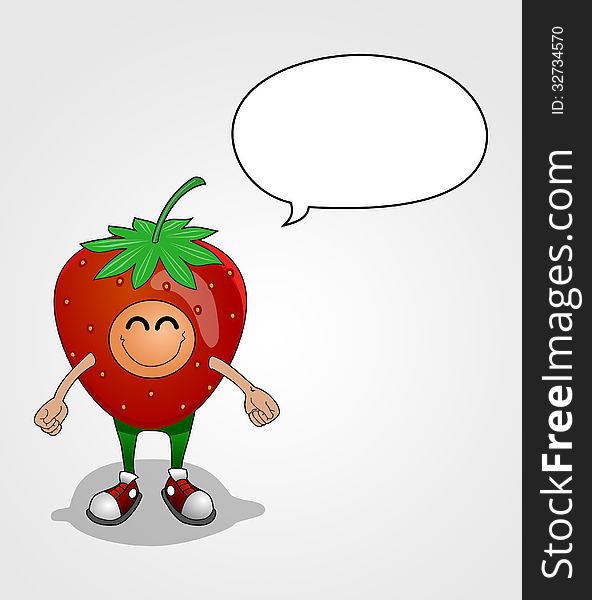 An illustration of kid wearing stawberry suit done by software. An illustration of kid wearing stawberry suit done by software