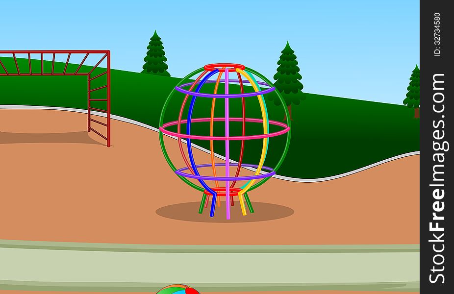 Illustration of wire ball playground done by software