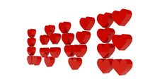 Red Hearts Set In Word LOVE. Royalty Free Stock Photo