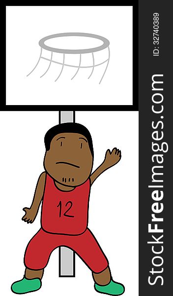 Basketball guard cartoon illustration with white isolated background.