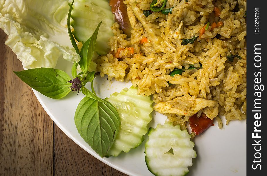 Fried Rice With Green Curry Chicken