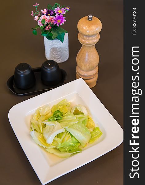 Fried Cabbage Stir With Fish Sauce, Asian Style Food