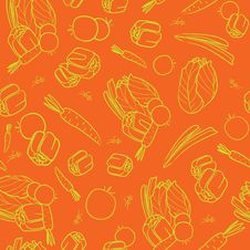 Seamless Vegetables On Orange Pattern Illustratio Royalty Free Stock Photos Seamless Vegetables On Orange Pattern Illustratio Royalty Free Stock Photos