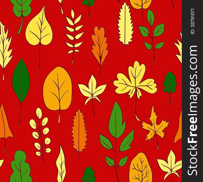 Seamless vector pattern with leaves, vector illustration