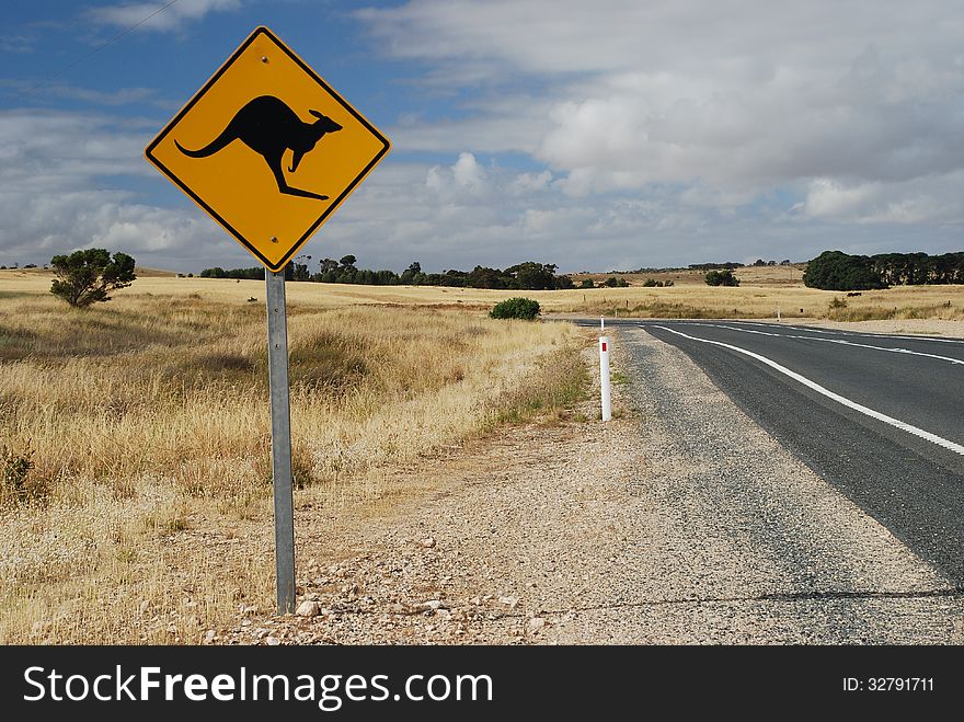 Australian kangaroo roadsign. South Australia, Australia