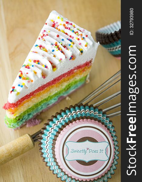 Colorful sweet cake with paper baking cup. Colorful sweet cake with paper baking cup